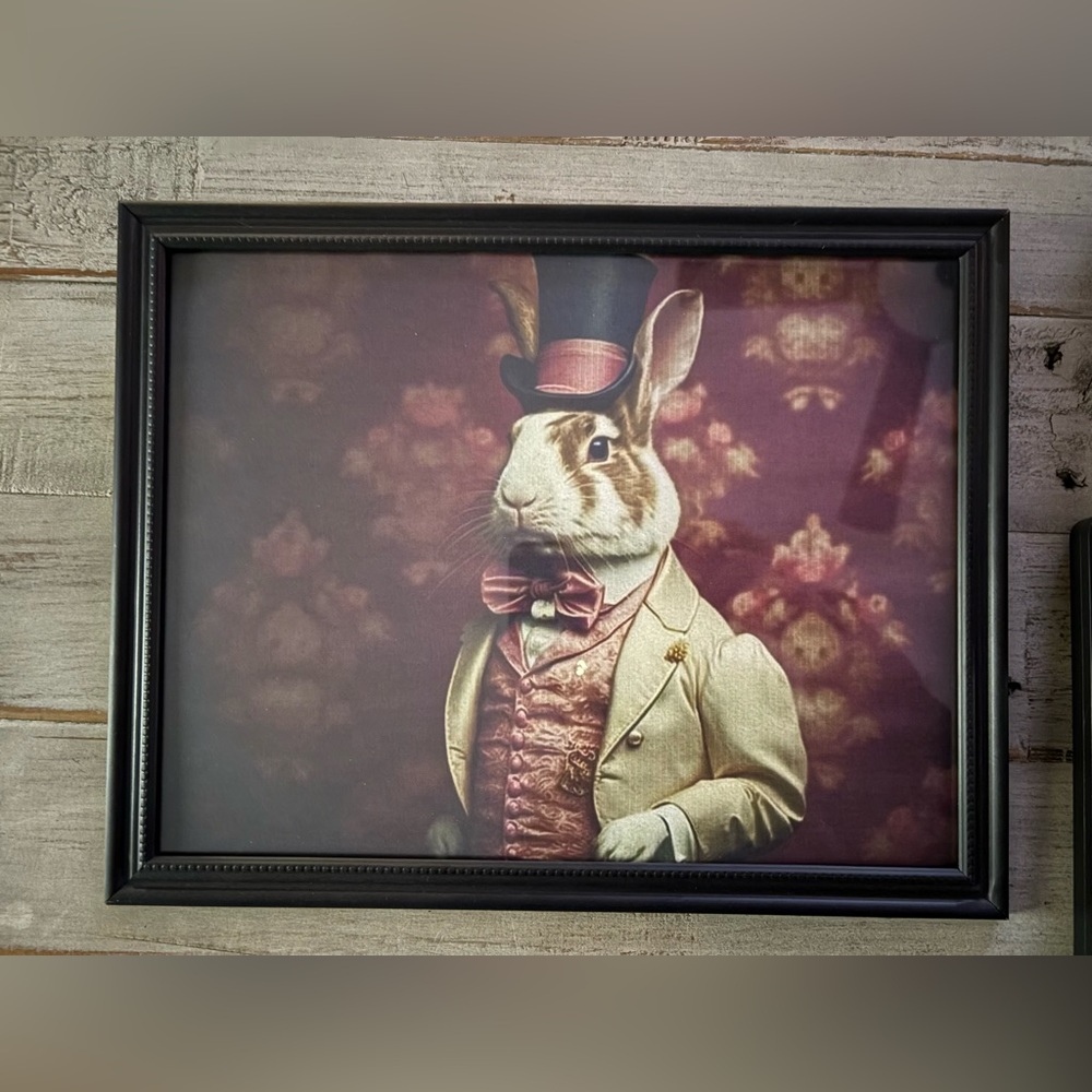 Victorian Rabbit Portrait Framed 8x10
